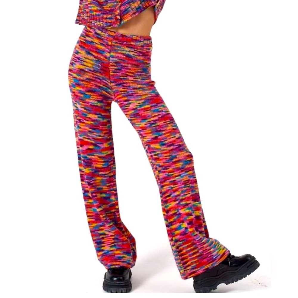 The Ragged Priest Space Dye Wide Leg Blasted Knit Pants Size  Extra Small NWT